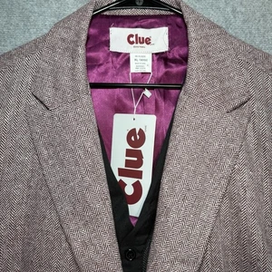 Clue Game Blazer Gilet Uomo Taglia XL Rosso Bianco Spina di Pesce 2021 Hasbro Nuovo Con Etichette - Foto 1 di 9