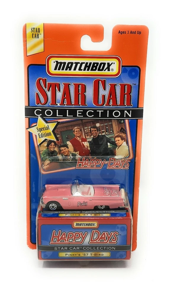 Matchbox Superfast Pinky's '57 T-Bird Happy Days rosa Star Car Movie Collection - Immagine 1 di 1