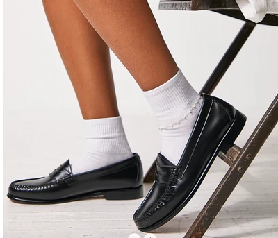 G.H. Bass Whitney Super Lug Chunky Black Leather Loafer Size 8 - Image 1 of 4