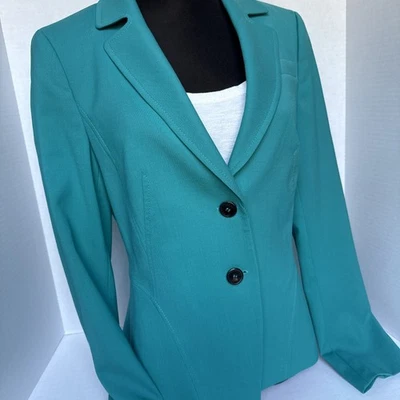 Blazer ESCADA Vintage Lana Doble Botón A Medida Azul Teal Verde 38 Usado en Excelente Condición Foto 1 de 4