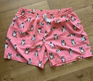 Mens Chubbies Pink Bull dog Bulldog Swim Trunks Shorts Sz 2XL 5.5 Length NWOT - Picture 1 of 6