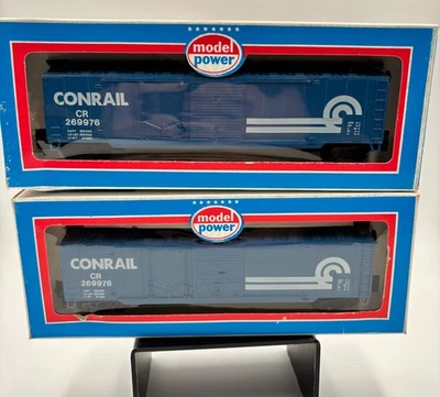 Lot of 2 MODEL POWER HO TRAIN CARS 9036 CONRAIL BOX CARS IN BOXES NEW Vintage - Image 1 of 4