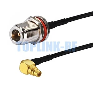 MMCX Male Right Angle to N Female Bulkhead Connector RF Pigtail RG174 Coax Cable - Zdjęcie 1 z 4