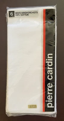 Vintage Pierre Cardin Men’s 6-Pack White Handkerchiefs Unopened Brand New - Image 1 of 4