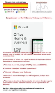Office 2019 para MacOS, Compatible solo MacOS Sonoma, Ventura, Monterey. - Imagen 1 de 1