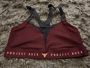 Under Armour Project Rock Sports Bra Burgundy Size UK Large (Free P+P) - Picture 1 of 2