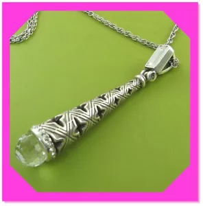 COLLANA LUNGA BRIGHTON CASTILLO CRISTALLO a goccia argento nuova con etichette $68 40% - Foto 1 di 3