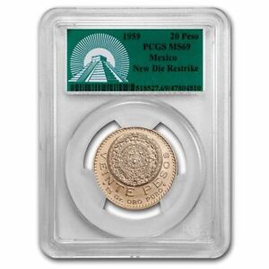 1959 MEXICO Aztec Calendar PIEDRA DEL SOL Eagle Gold 20 Pesos Coin PCGS   518527