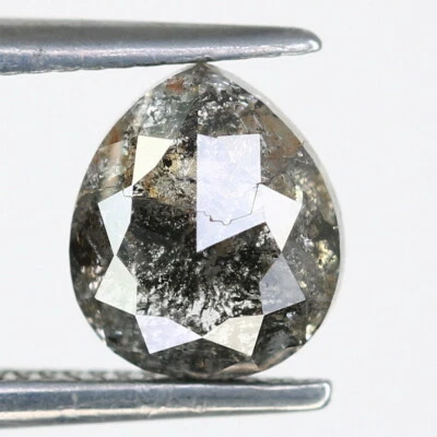 1.15 CT Pear Unique Conflict Free Salt and Pepper Diamond Natural Gem - Image 1 of 4