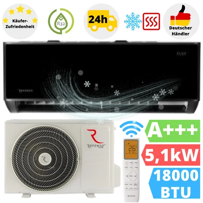 Rotenso Teta Black Klimaanlage 18000BTU Klimagerät Ionisator Klima WLAN 5,1 kW - Bild 1 von 4
