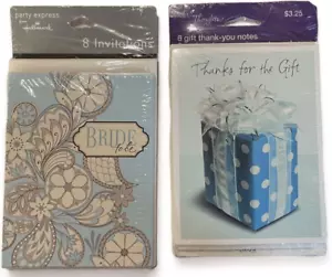 Juego de invitaciones y tarjetas de agradecimiento de ducha nupcial Hallmark - 8 en cada paquete azul - Imagen 1 de 2