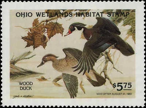 OHIO #01 1982 STATE DUCK STAMP WOOD DUCKS by John Ruthven - Picture 1 of 1