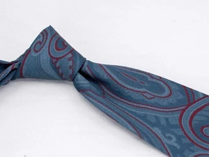 Cravatta vintage Pierre Balmain seta blu rosso paisley cravatta uomo lusso XL - Foto 1 di 5