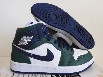 Nike Air Jordan 1 Mid SE Noble Green Midnight Navy Seahawks Womens 