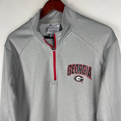 Georgia Bulldogs Quarter Zip Pullover Men Medium Gray Performance Champion Cover