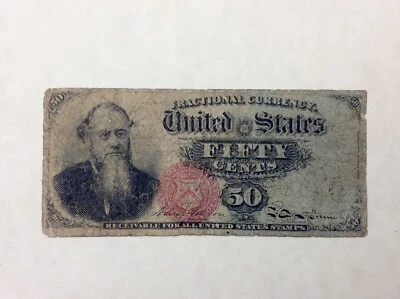 ~ Fr 1376 50 CENTS 4TH ISSUE US FRACTIONAL CURRENCY - VIOLET FIBERS - STANTON - Image 1 of 2