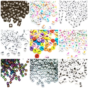 100pcs cube 6mm 7mm white & black mixed numbers acrylic beads DIY Beading Craft - Picture 1 of 31