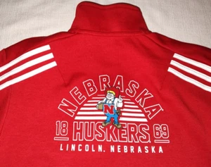 NEW SICK Adidas Nebraska Corn Huskers 1869 Red Full Zip Track Jacket Medium M - Picture 1 of 5