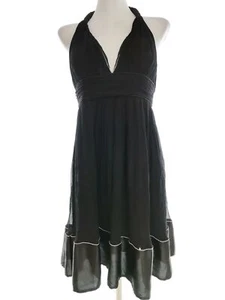 Traffic People T. M Negro Midi Vestido A-line Seda 100% Sin mangas - Imagen 1 de 5