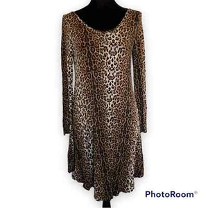 Long Sleeve Leopard Print Swing Dress - Picture 1 of 2