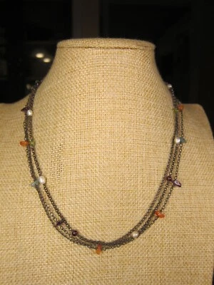 Beautiful Silpada number N1613 multi-strand sterling chain necklace w/gemstones - Image 1 of 4