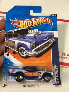 Chevy #160 azul Hot Wheels 2011 HW Racing '57 (21) - Imagen 1 de 7