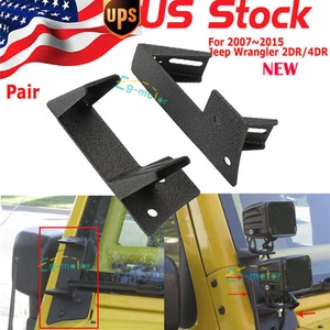 2x A-Pillar Dual LED Work Pod Light Mount Bracket For Jeep Wrangler JK 2007-2017 - Picture 1 of 12