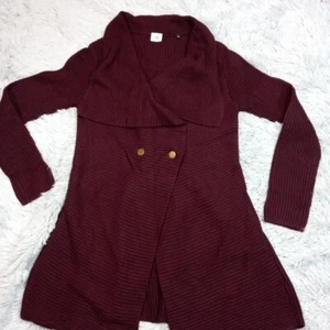 Cabi Sweater Womens M Maroon Cardigan Button Up Long Casual Comfort Angora - Picture 1 of 11