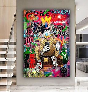 TRENDY DONALD DUCK FASHION STYLE GRAFFITTI FRAME CANVAS WALL ART OR POSTER PRINT