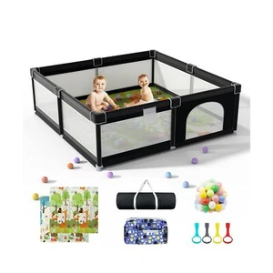 LUTIKIANG Extra Large 79" x 71" Baby Playpen with Mat, Baby Gate Play Yard, P... - Picture 1 of 6
