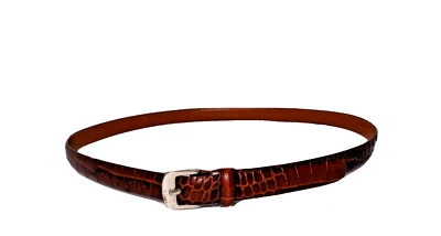 RLL Ralph Lauren Skinny Croc Embossed Italy Leather Belt Brass Buckle XL/34"-35" - Image 1 of 4