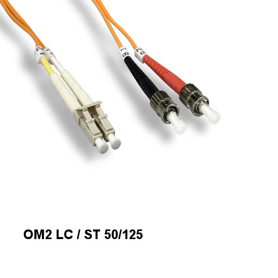 [10pc] Kentek 2m OM2 LC to ST Multi-Mode Fiber Optic Cable 50/125 Duplex ATM - Image 1 of 1