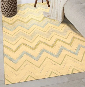 Ivory Hand-Tufted Wool Pastel Chevron Rug by EORC | Elegant and Stylish Area Rug - Picture 1 of 5