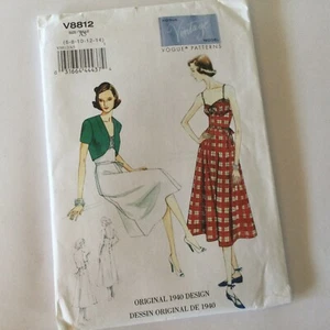 1940 Vintage Vogue Sewing Pattern reissue size 6-14 Dress Bolero Jacket unused - Picture 1 of 5
