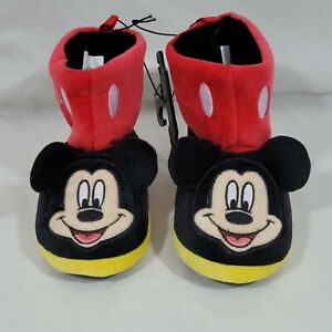 Mickey Mouse Disney Boot Slippers Hard Sole Slip-On Booties Size 9-10 NEW