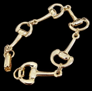 1980s Vintage 18K Gold Plated Snaffle Bit Bracelet - Made in UK - Bild 1 von 5