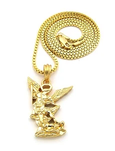 Heiliger Michael Erzengel Anhänger mit 3mm27" Kugel, 2mm24" Box Kette Halskette FMMP64 - Bild 1 von 10
