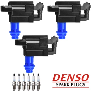 3 Ignition Coil & 6 Denso Platinum Spark Plug for Lexus GS300 IS300 3.0L UF228 - Picture 1 of 12