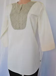 Top/túnica DRIES VAN NOTEN algodón crema/beige manga 3/4 talla 38 - Imagen 1 de 11