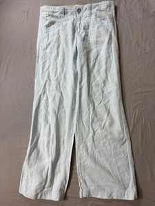 Pilcro And The Letterpress Linen Blend Wide Leg Pants Blue Womens 4 - Picture 1 of 8