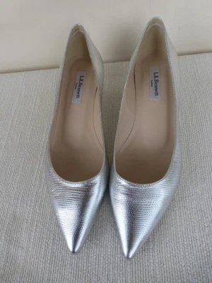 L.K. ZAPATOS PLANOS BENNETT DE CUERO PLATEADO METÁLICO UK 5 EU 38 Foto 1 de 4
