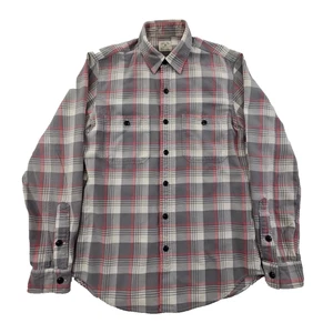 J. Crew flanella pesante uomo taglia S grigio rosso a quadri usato in ottime condizioni Gorpcore manica lunga - Foto 1 di 16