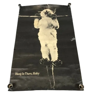 Vintage Hang In There Baby Cat Poster Motivational Wall Art Black White - Picture 1 of 8