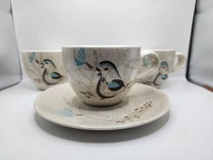 Vintage Red Wing Bob White Quail 3 Cups & 1 Saucer- 4 Piece Cup & Saucer Set - Picture 1 of 7