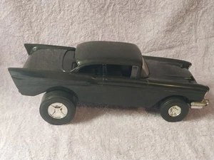 Large Processed Plastics 57 Chevy Hot Rod Black Car 15" Long Missing Bumper - Picture 1 of 8