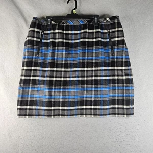 Talbots Wollmischung Rock Damen 18 W blau grau kariert gefüttert Karriere klassisch - Bild 1 von 11
