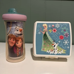 Frozen Set - Elsa Olaf Tupperware und Schnabeltasse für die ersten Jahre mit Deckel - Bild 1 von 10