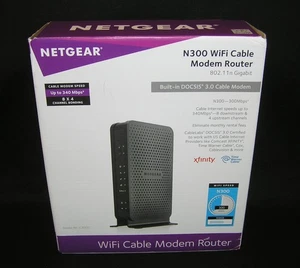 NETGEAR N300-399MBPS WIFI CABLE MODEM ROUTER MODEL C3000 - Picture 1 of 6