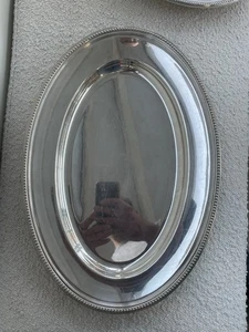Ancien plat  ovale Christofle en métal argenté modèle Perles - Imagen 1 de 6