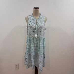 J. Crew Re-Imagined Blue Floral Tiered Sleeveless Dress, Size M - Bild 1 von 8